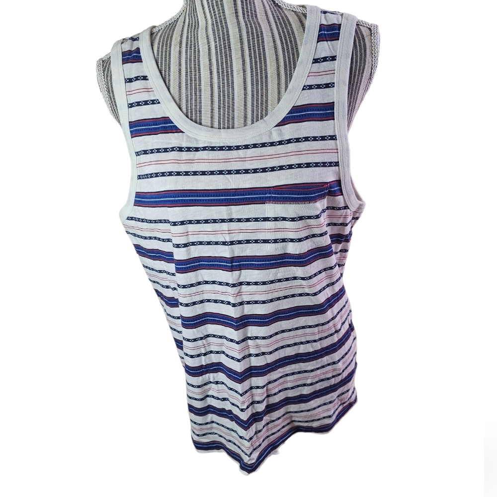 H&M women's white,blue,red stripe tank top size M